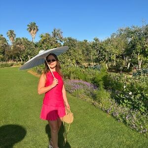 Pink Sleeveless Dress with Ruffle Hem